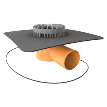 Horizontal heated terrace outlets with integrated custom made sleeve