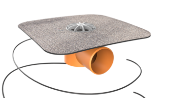 Horizontal heated balcony outlets with integrated bitumen sleeve Horizontal heated balcony outlets with integrated bitumen sleeve