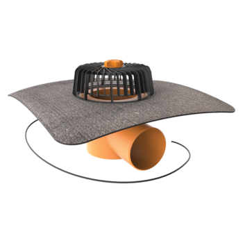 Horizontal heated roof outlets with integrated bitumen sleeve