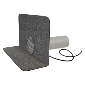 Round heated through wall outlets with integrated bitumen sleeve Round heated through wall outlets with integrated bitumen sleeve