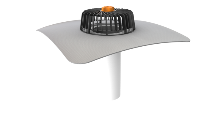 Extended single-wall roof outlets for cold roofs with integrated PVC sleeve